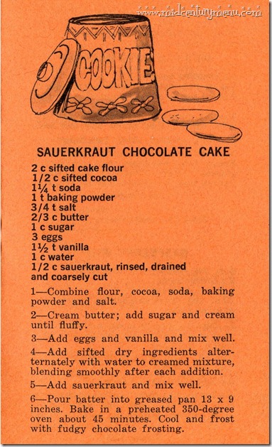 Sauerkraut Chocolate Cake And Tower Kitchen Recipe Cookbooks | The Mid ...