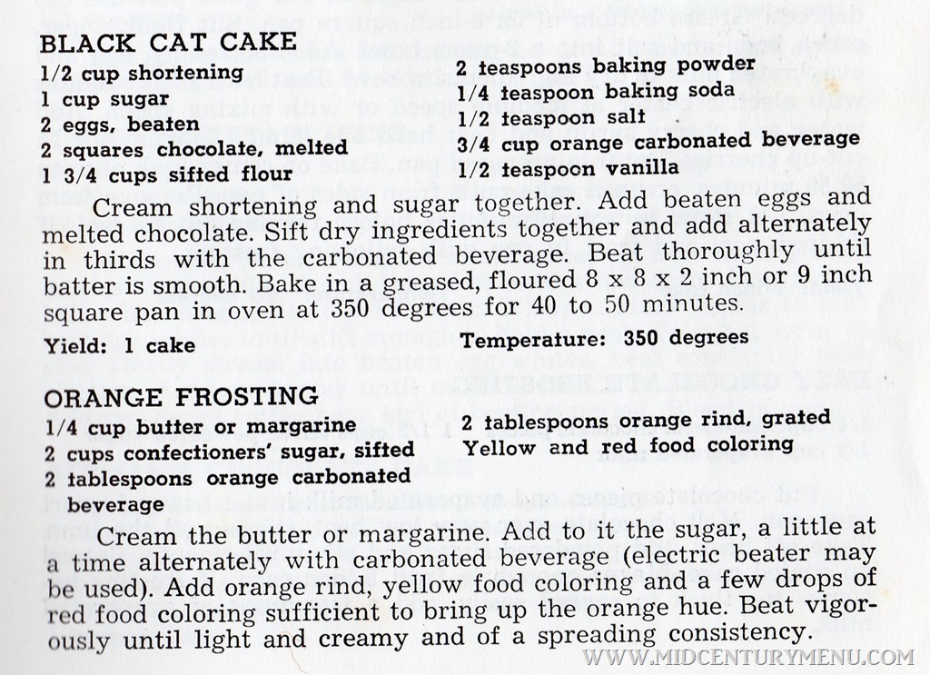 Orange Soda & Chocolate Black Cat Cake, 1962 – A Vintage Halloween ...